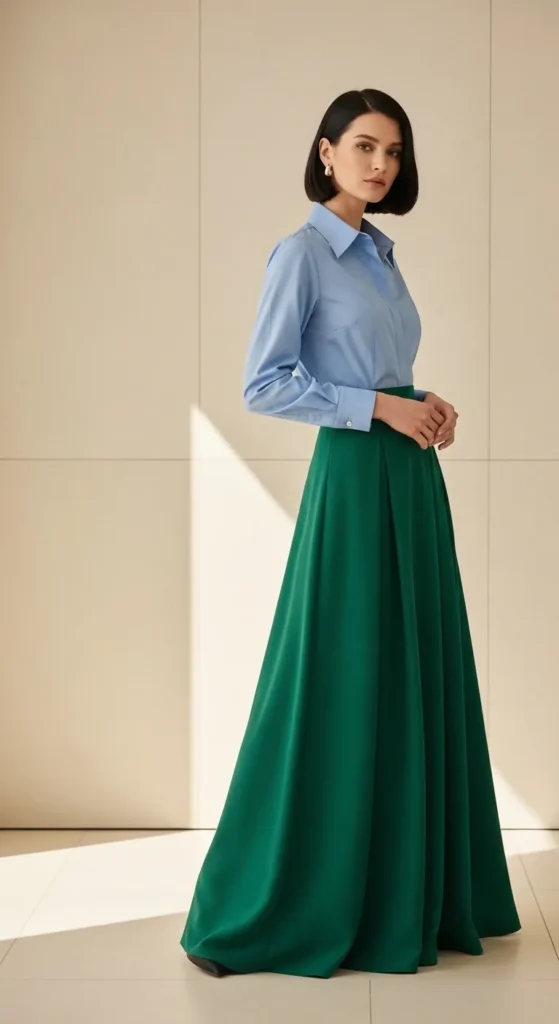 Maxi Skirt and Structured Shirt