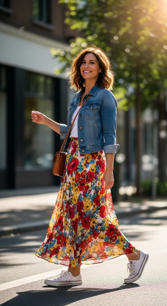 Maxi Skirt and Denim Jacket