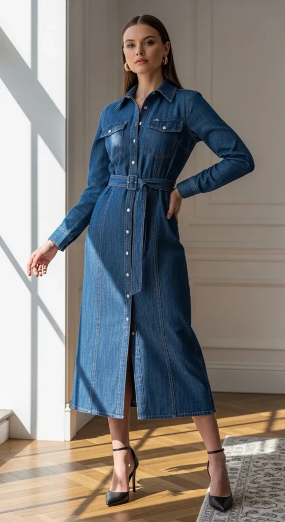 Shirt Dress in Oxford or Chambray