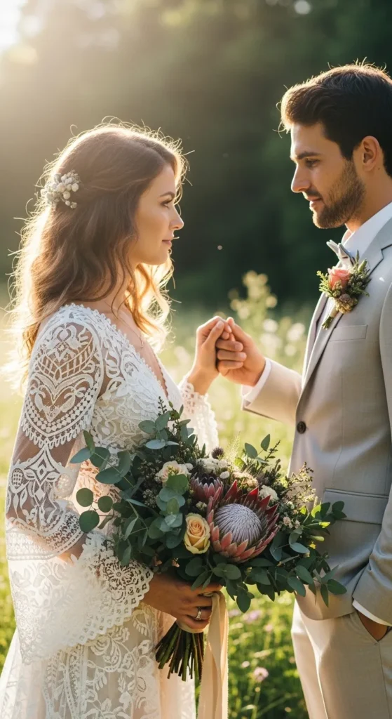 Boho Floral Lace Gown