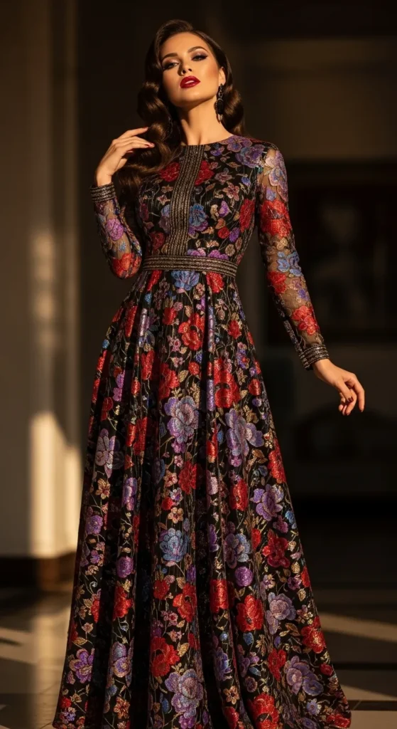 The Dark Floral Maxi Dress Evening Look