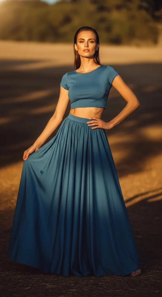 The Maxi Skirt and Fitted Crop Top