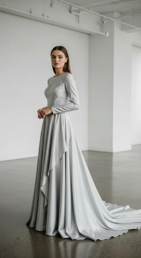 Grey Modern Minimalist Bridal Gown