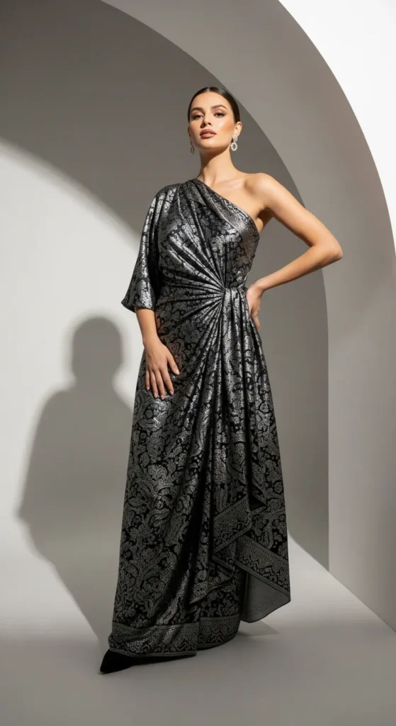 Sarong as a One-Shoulder Dress