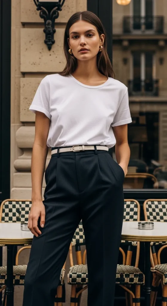 Simple White Tee and Tailored Trousers