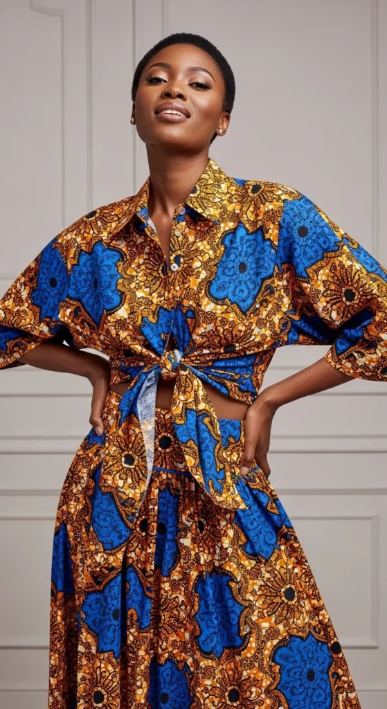 Oversized Ankara Shirt and Flowy Skirt
