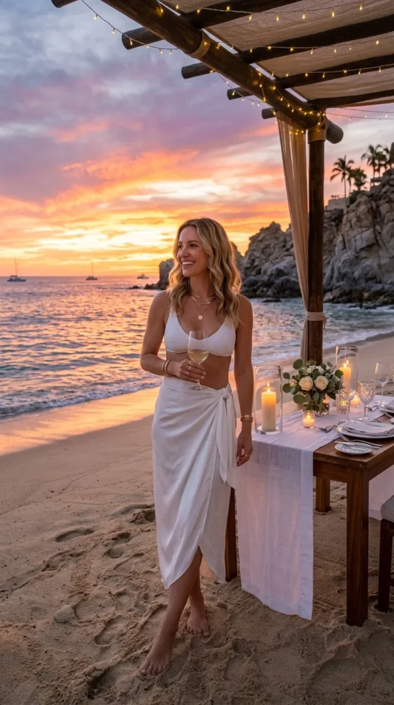  The Silk Pareo as a Skirt Over a Simple Bikini