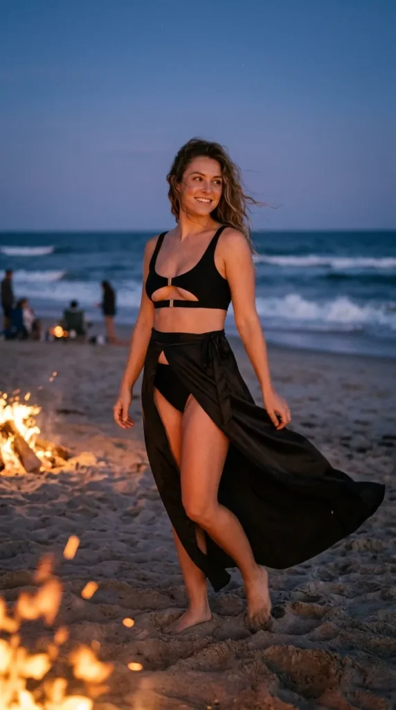 The Cut-Out Bikini with a Flowing Silk Skirt — Architectural and Feminine