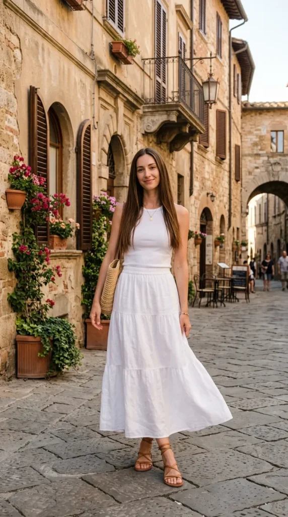 The White Skirt and Cropped Top