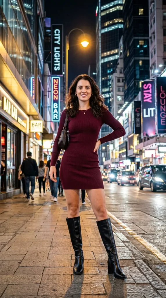  The Bodycon Dress with Knee-High Boots