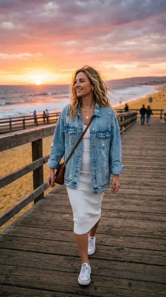 The White Bodycon with a Denim Jacket