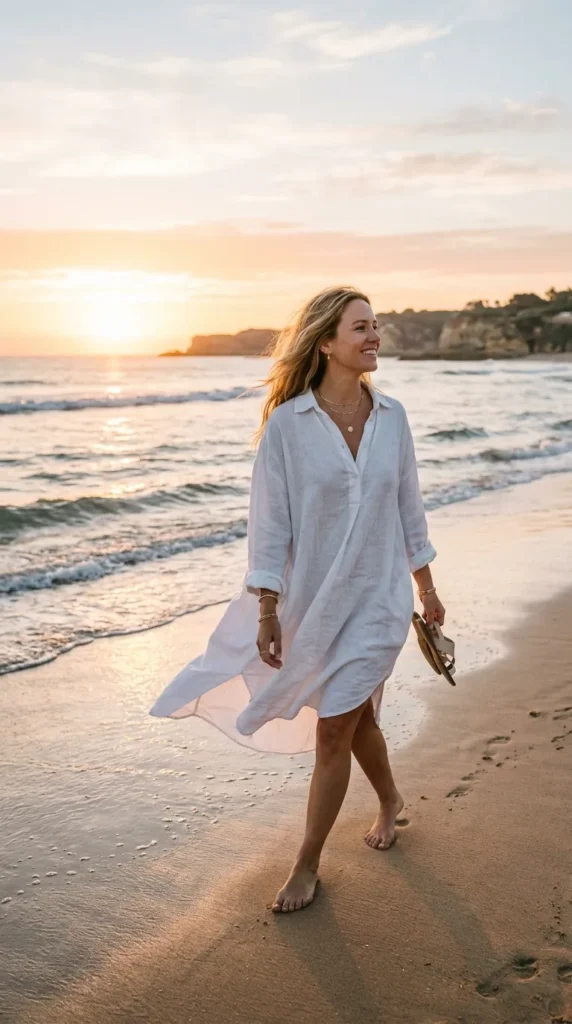 The Linen Shirt Dress Golden Morning Look