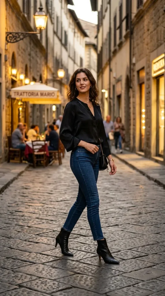 The Cigarette Jeans and Silk Blouse