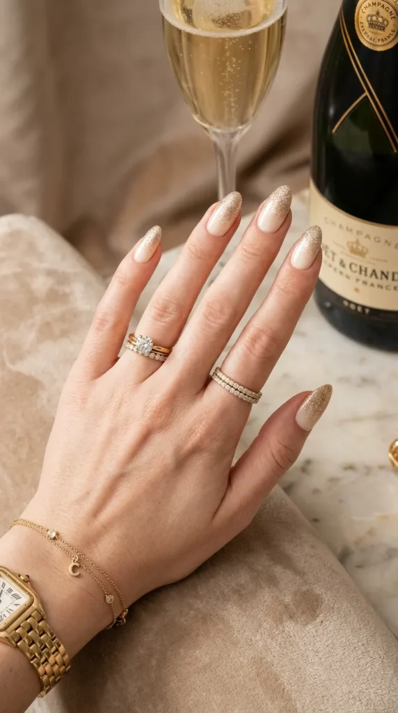 Champagne Glitter Ombre on Cream