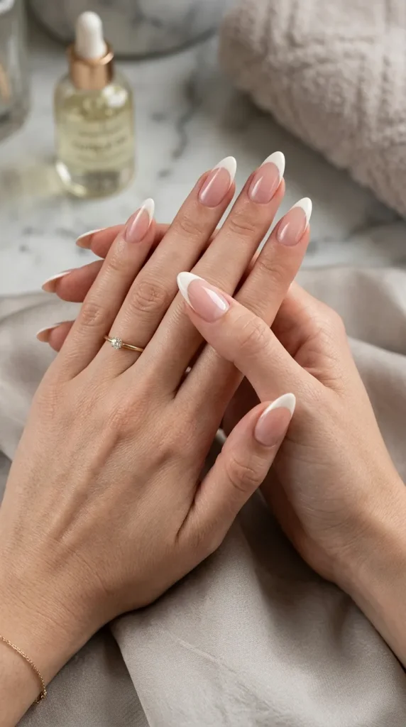  Almond French Tip Nails