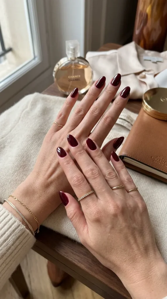 Deep Burgundy Nails