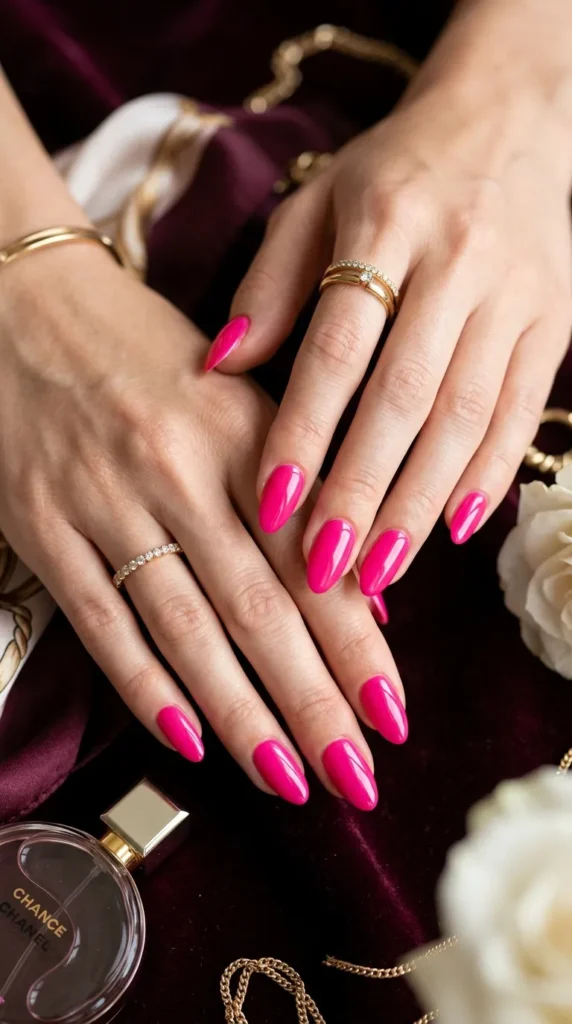 Classic Hot Pink Nails