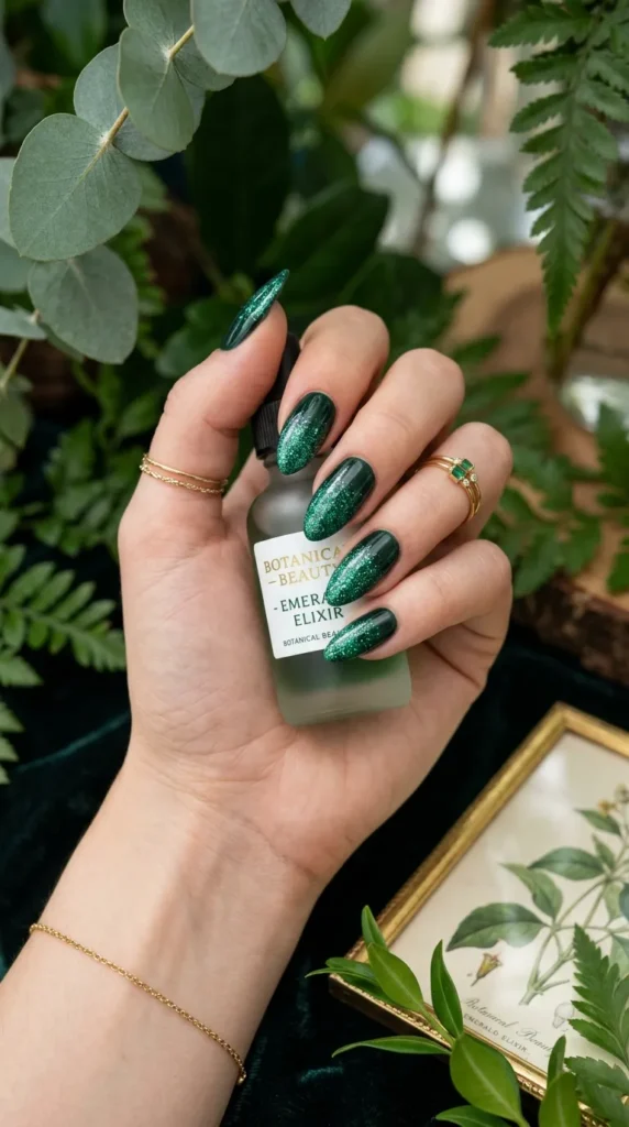 Green Glitter Ombre on Forest Green Base
