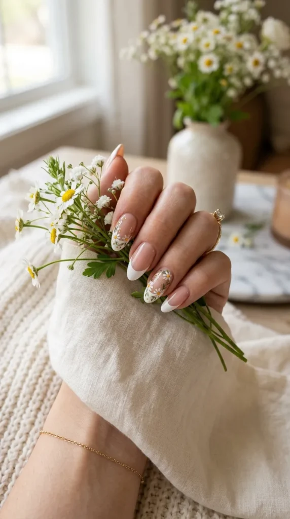Floral French Tip Nails
