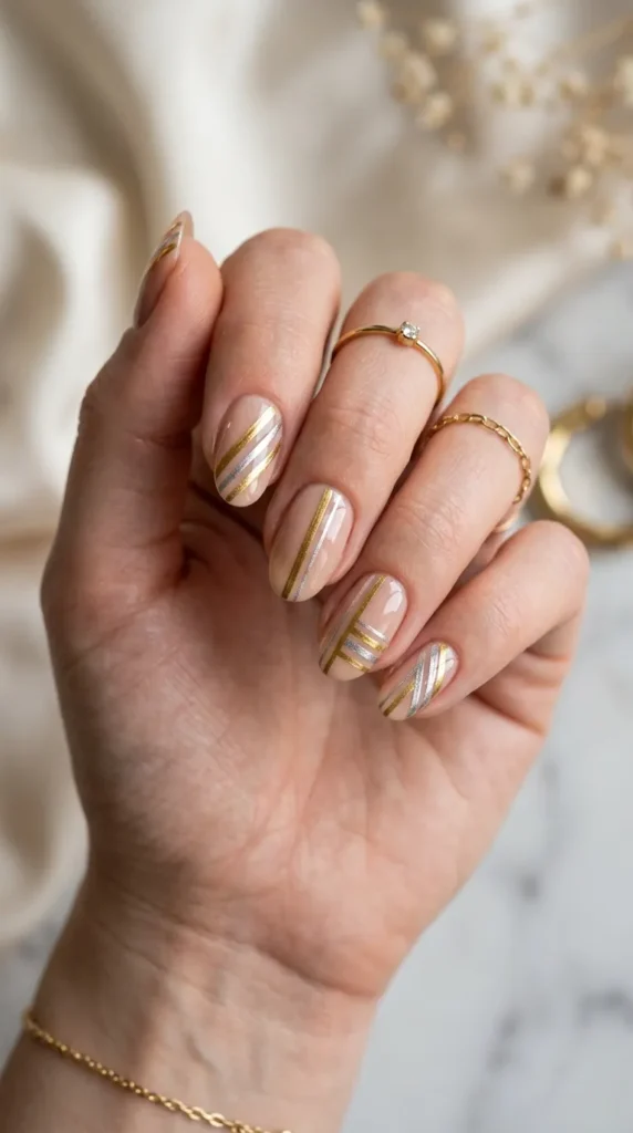 Metallic Stripe Nails