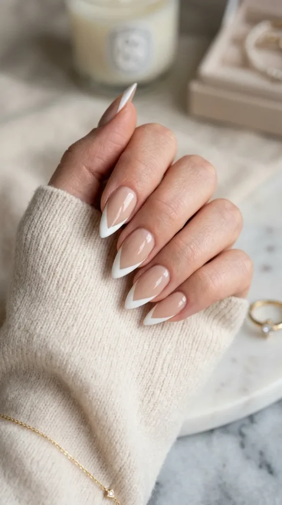 V-Shaped French Tip Nails