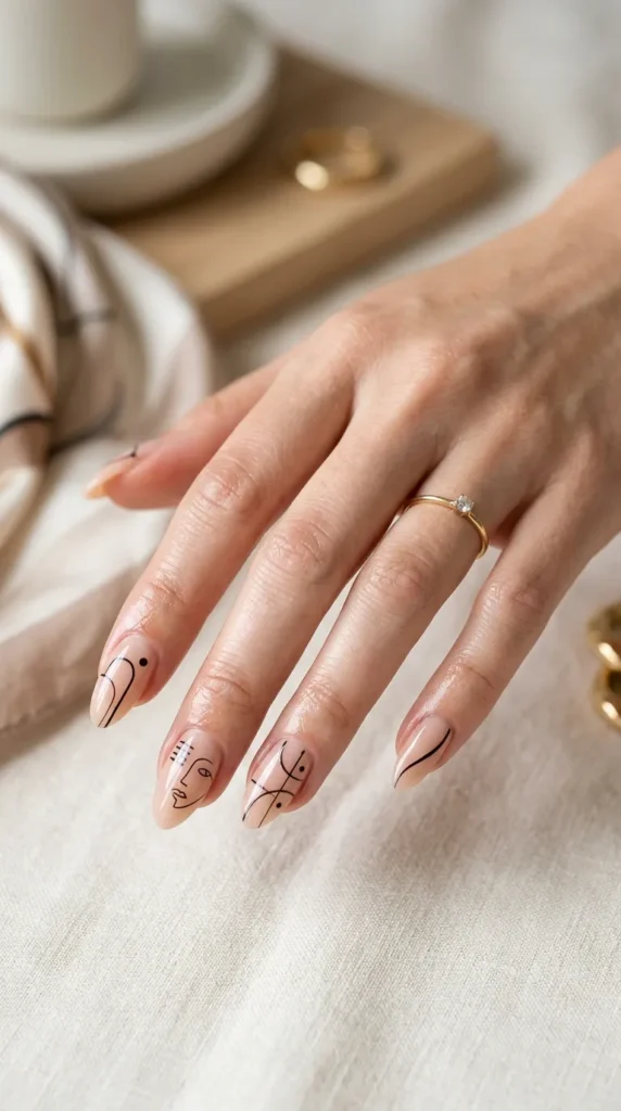 Minimalist Line Art Nails