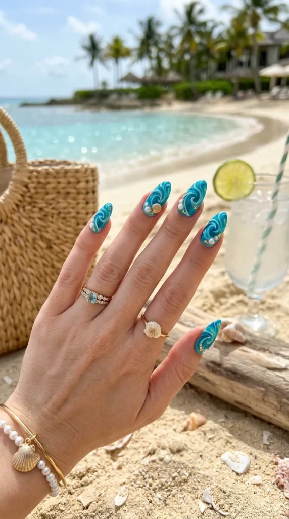 Ocean-Inspired Blue Nails