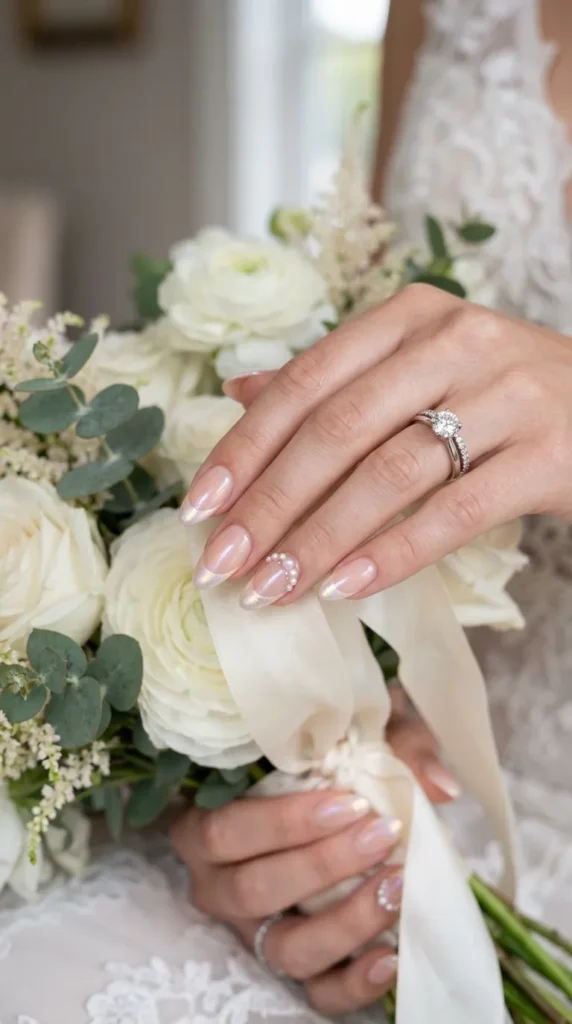 Pearl French Tip Nails