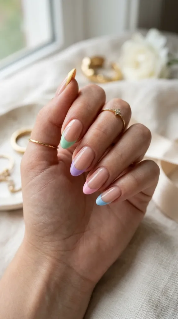 Rainbow Tip Nails
