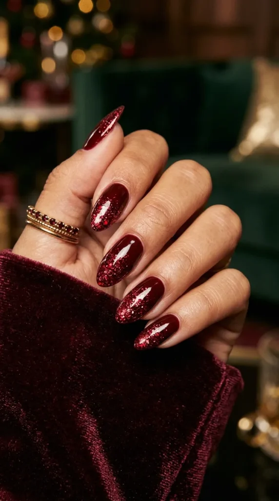 Red Glitter Ombre on Deep Red Base