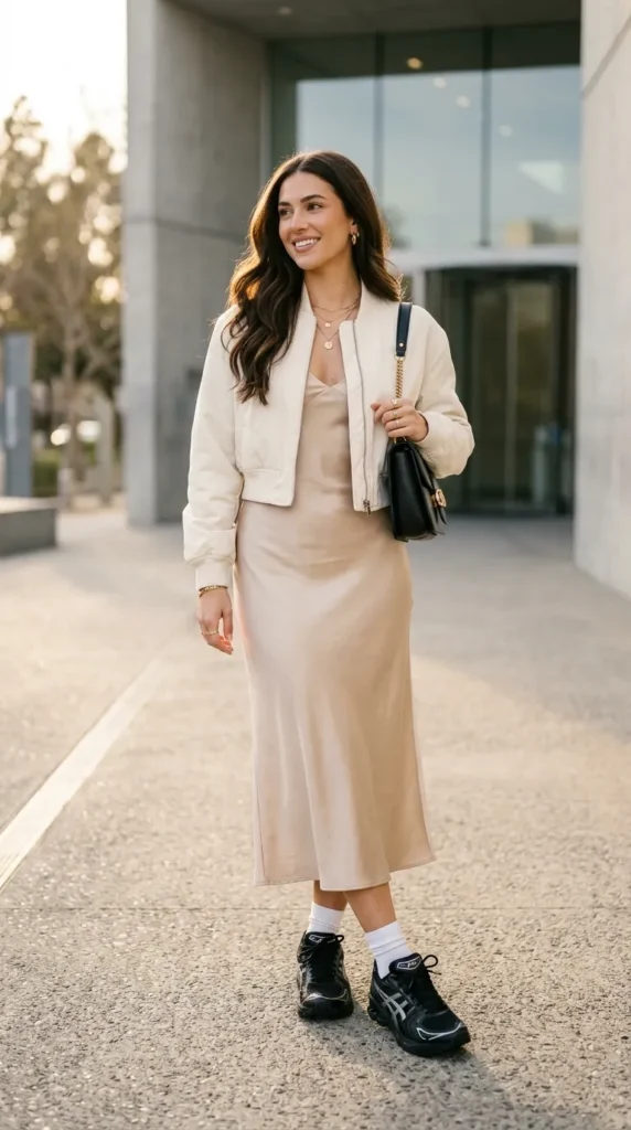 Slip Dress with Sporty Layer