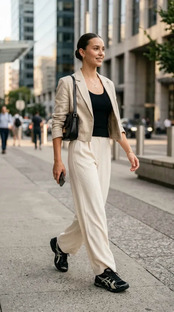 Wide Leg Trousers with Cropped Jacket
