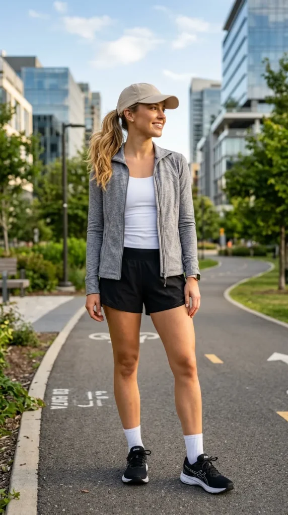 Athletic Shorts with Zip Up Jacket
